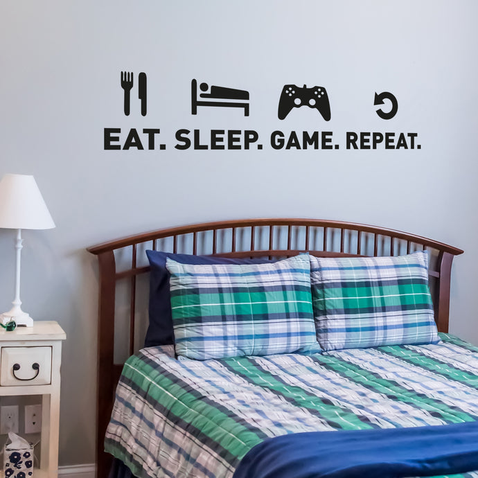 Eat Sleep Game Repeat Wall Decal