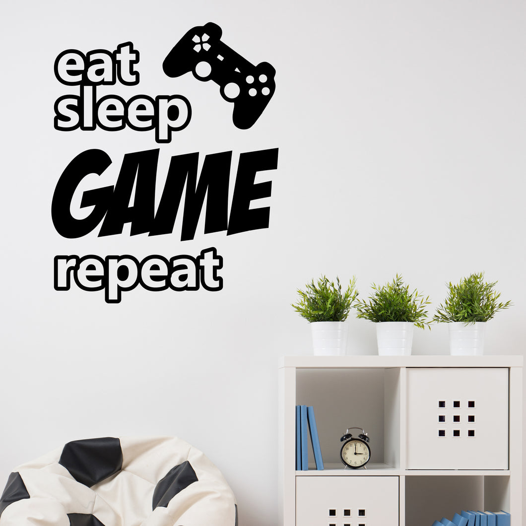 Eat Sleep Game Repeat Wall Decal