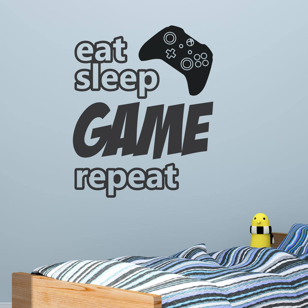 Eat Sleep Game Repeat Wall Decal