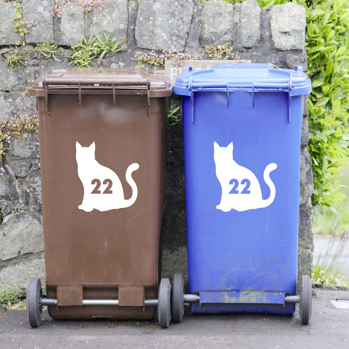 Wheelie Bin Cat Number Decal Sticker