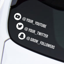 Load image into Gallery viewer, Custom Social Media Decal Youtube Twitter Snapchat
