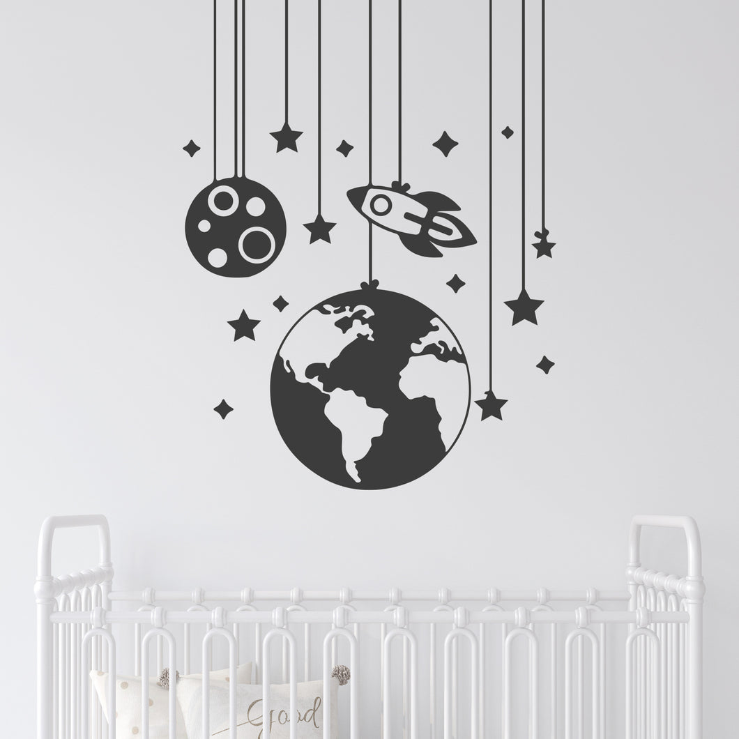 Space Mobile Wall Decal for Nursery 