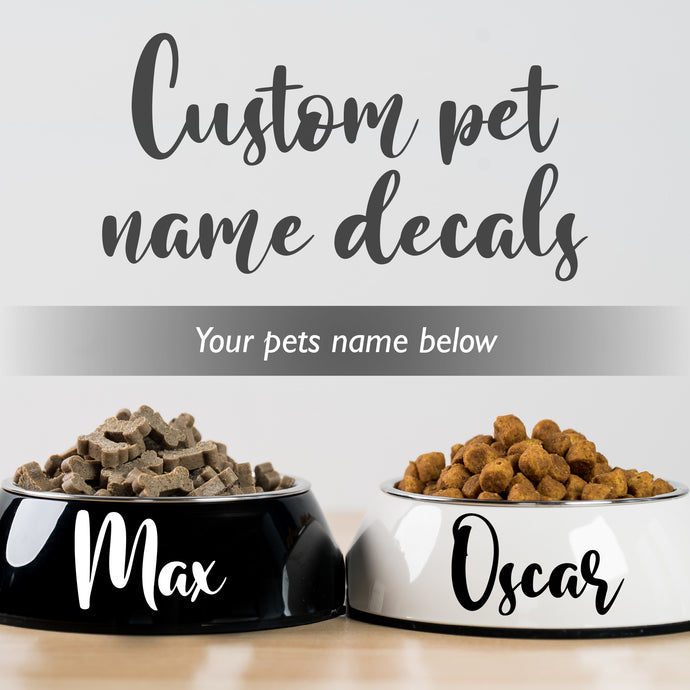 Pet bowl name label decal 