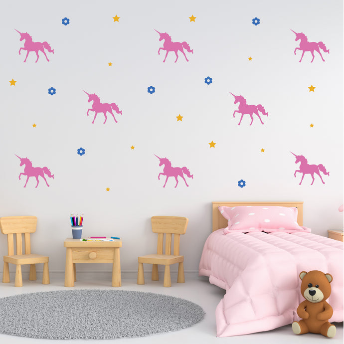 Unicorn Stars Wall Decals for Girls Room