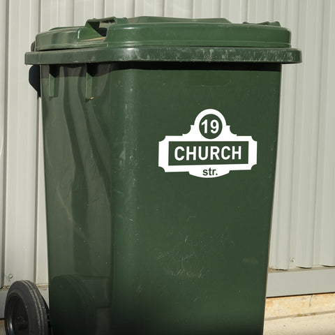 Street Sign Wheelie Bin Number Decal Sticker