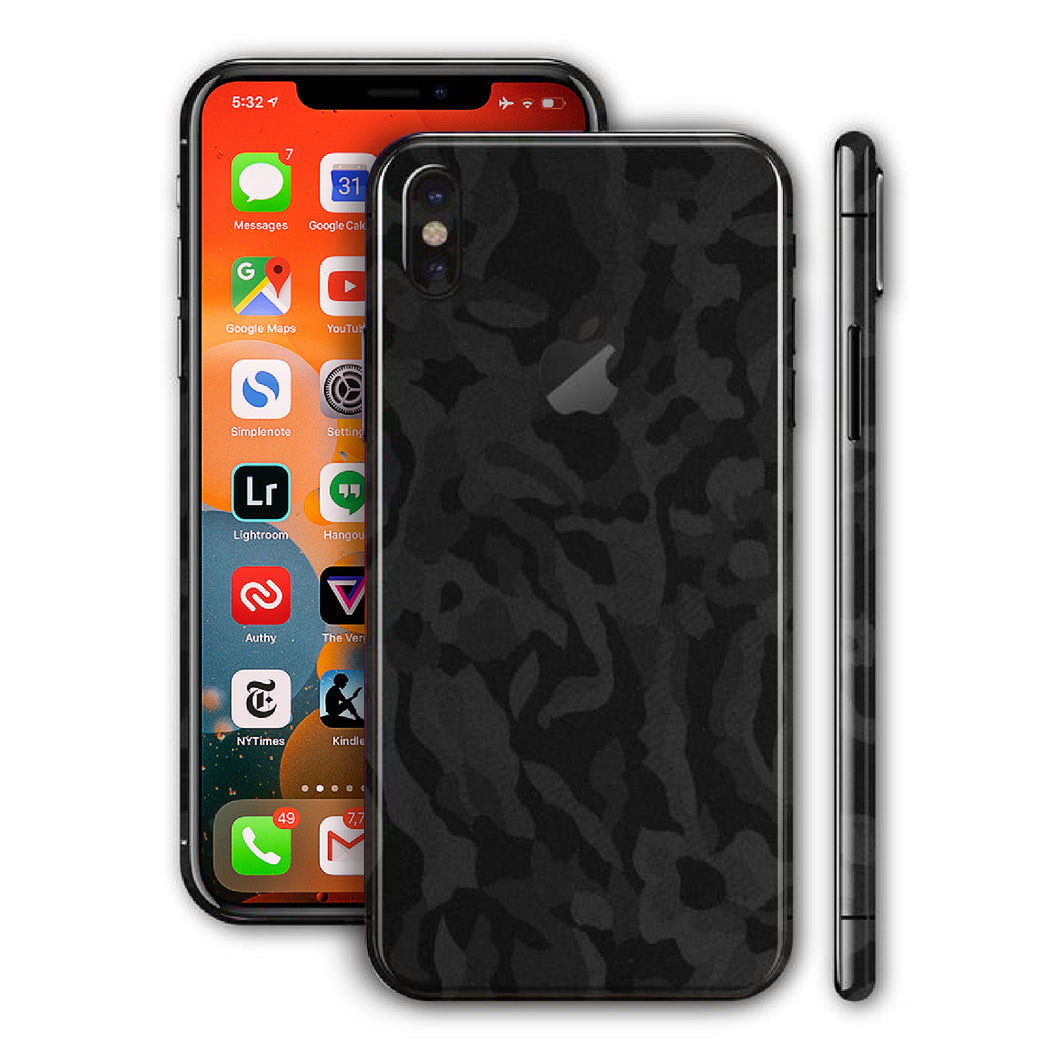 iPhone X Black Camo 3D Textured Mobile Skin